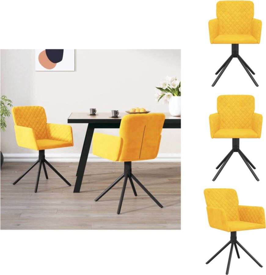 VidaXL Eetkamerstoelen Draaibaar Geel Fluweel 51.5 x 59 x 83.5 cm Eetkamerstoel