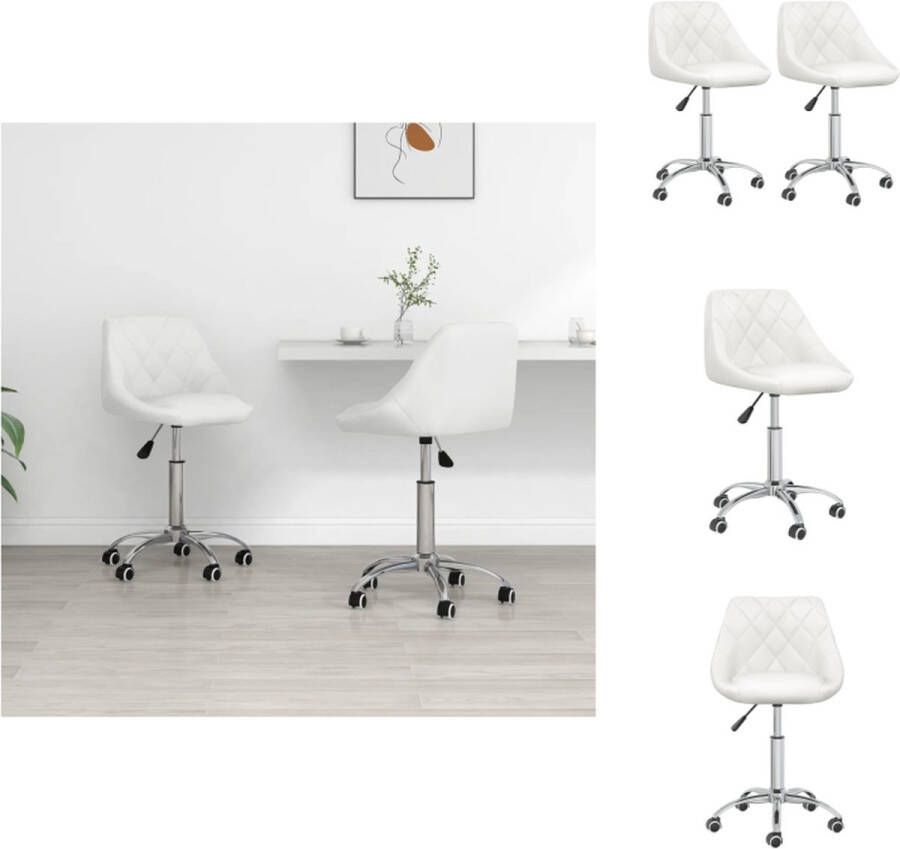 VidaXL Eetkamerstoel Eetkamerstoelen Keukenstoelen Keukenstoel Eetkamerstoelen draaibaar 2 st kunstleer wit - Foto 3