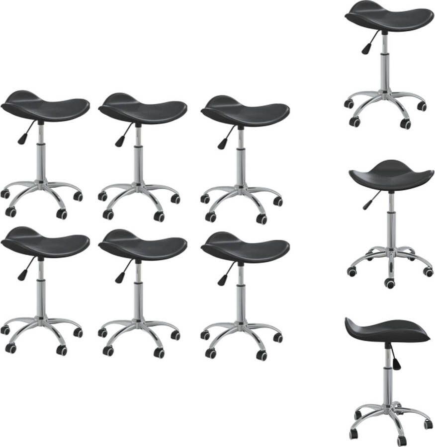 VidaXL Eetkamerstoelen Draaibaar Kunstleer Zwart 44 x 44 x (46-57) cm Set van 6 Eetkamerstoel