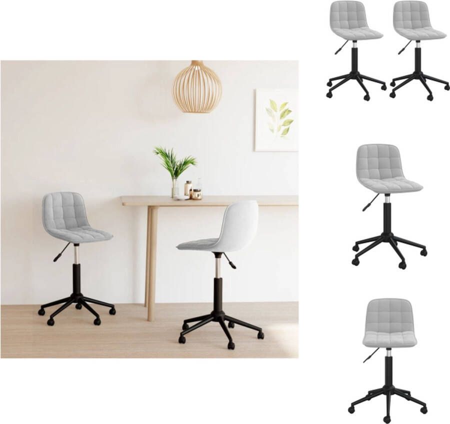 VidaXL Eetkamerstoelen Draaibaar Lichtgrijs 42.5 x 45 x (69-80.5) cm Fluweel Eetkamerstoel