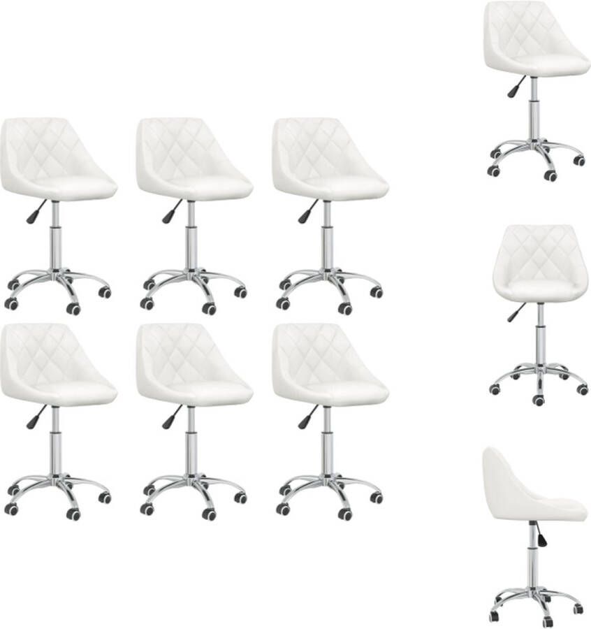 VidaXL Eetkamerstoel Eetkamerstoelen Dinerstoel Dinerstoelen Eetkamerstoelen draaibaar 6 st kunstleer wit - Foto 2