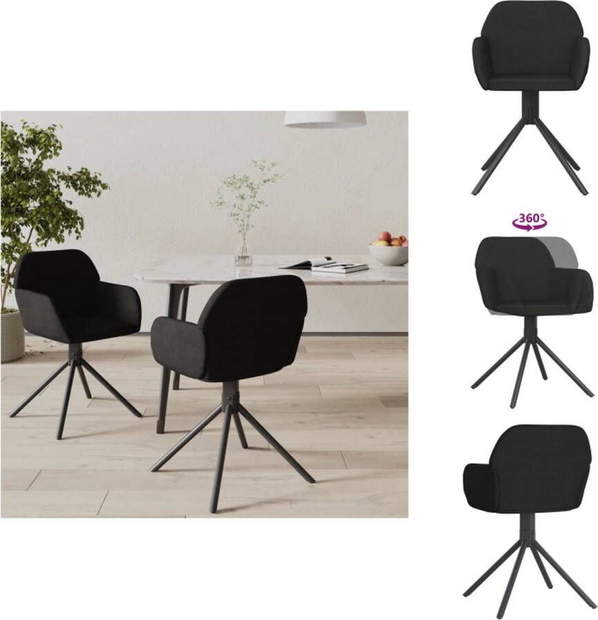 VidaXL Draaibare Eetkamerstoel Draaibare Eetkamerstoelen Eetkamerstoel Keukenstoel Eetkamerstoelen draaibaar 2 st fluweel zwart