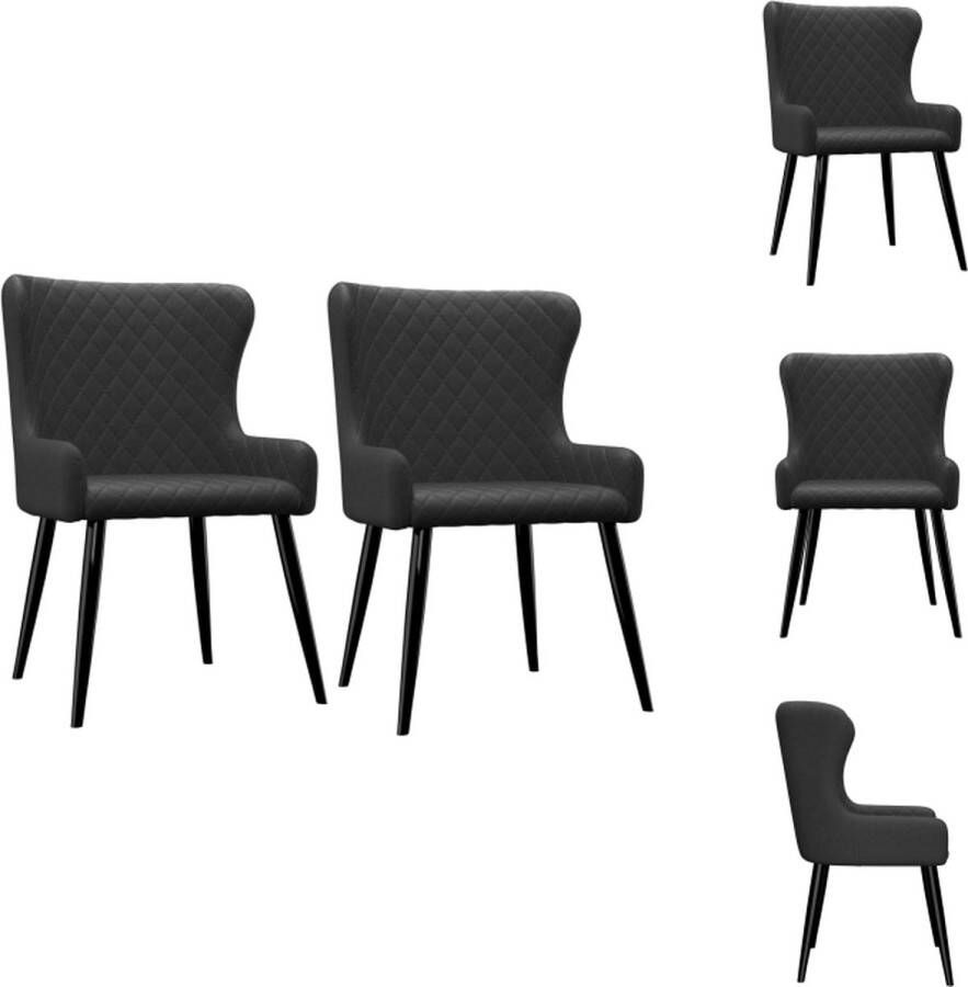 vidaXL Eetkamerstoelen Eetstoelen 60 x 55 x 84 cm Zwart Stoffen bekleding Eetkamerstoel