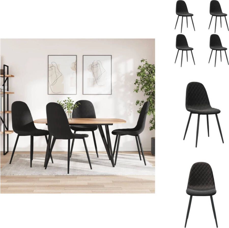 VidaXL Eetkamerstoel Eetkamerstoelen Stoel Stoelen Eetkamerstoelen 4 st fluweel zwart