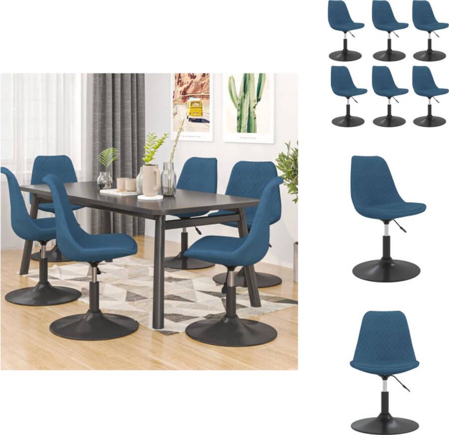 VidaXL Eetkamerstoelen Fluweel Blauw 49 x 42 cm 360 graden draaibaar Eetkamerstoel