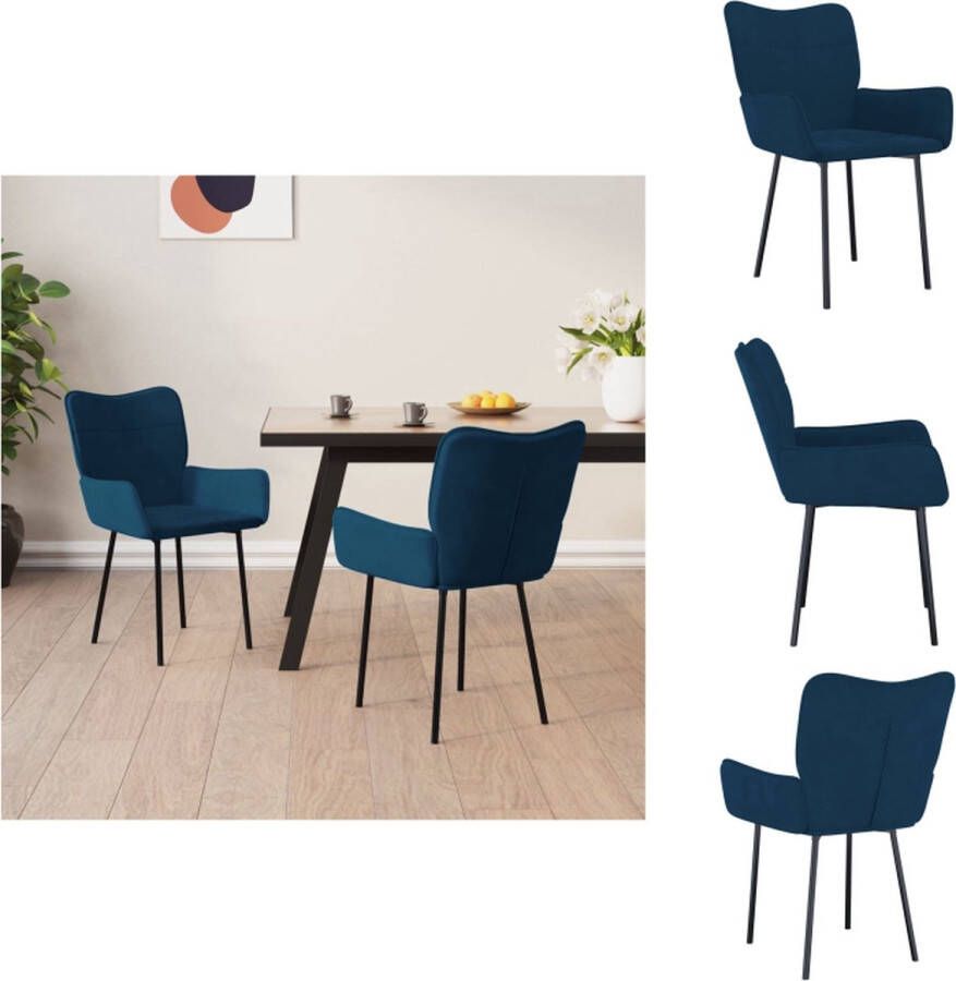 VidaXL Eetkamerstoel Eetkamerstoelen Eetstoel Stoel Eetkamerstoelen 2 st fluweel blauw