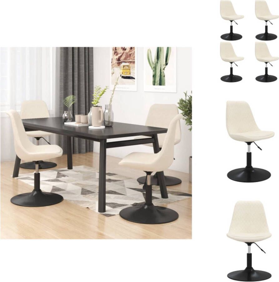 VidaXL Eetkamerstoel Eetkamerstoelen Eetstoel Stoel Eetkamerstoelen draaibaar 4 st fluweel crèmekleurig