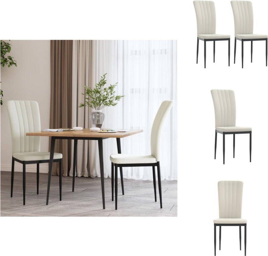 VidaXL Eetkamerstoel Eetkamerstoelen Eetstoel Stoel Eetkamerstoelen 2 st fluweel crèmekleurig - Foto 2