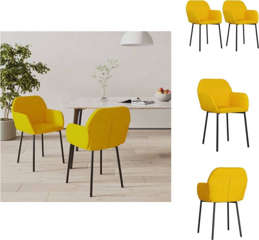 VidaXL Eetkamerstoelen Fluweel Geel 54 x 59 x 76 cm Comfortabel Eetkamerstoel