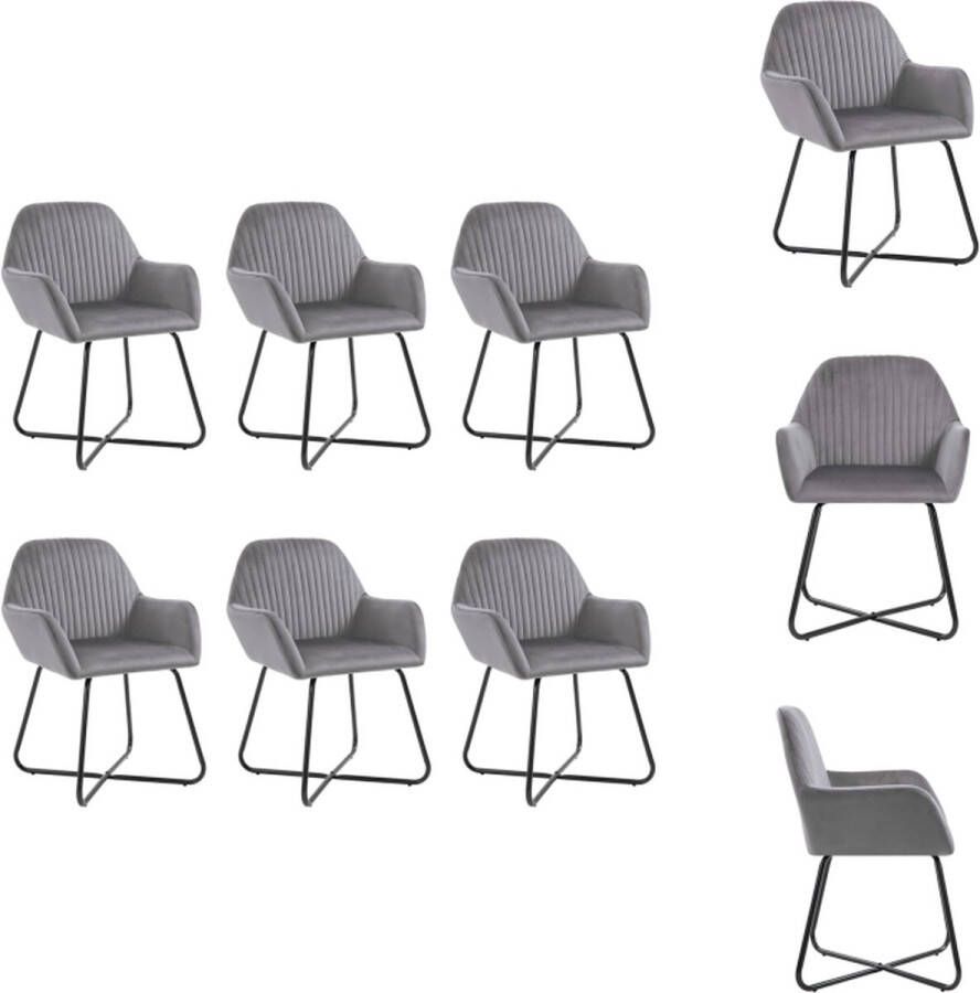 VidaXL Eetkamerstoelen Fluweel Grijs 61 x 61 x 84 cm Eetkamerstoel