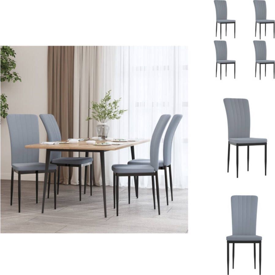 VidaXL Eetkamerstoel Eetkamerstoelen Eetstoel Stoel Eetkamerstoelen 4 st fluweel lichtgrijs - Foto 2