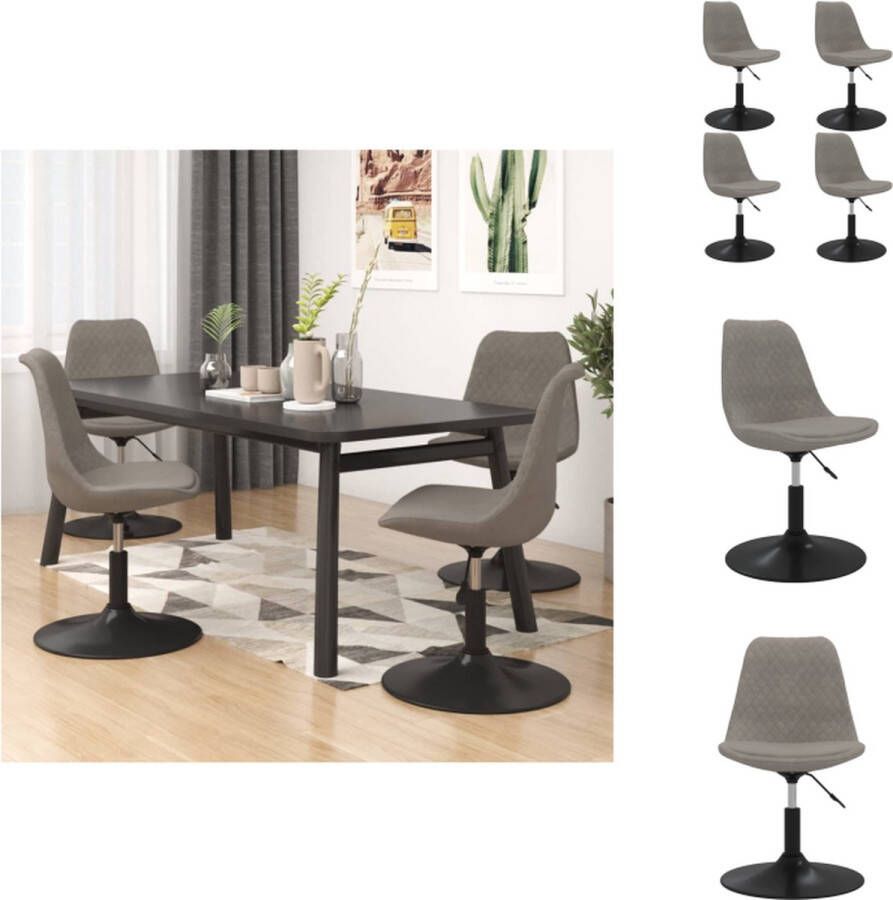 VidaXL Eetkamerstoel Eetkamerstoelen Eetstoel Stoel Eetkamerstoelen draaibaar 4 st fluweel lichtgrijs - Foto 2