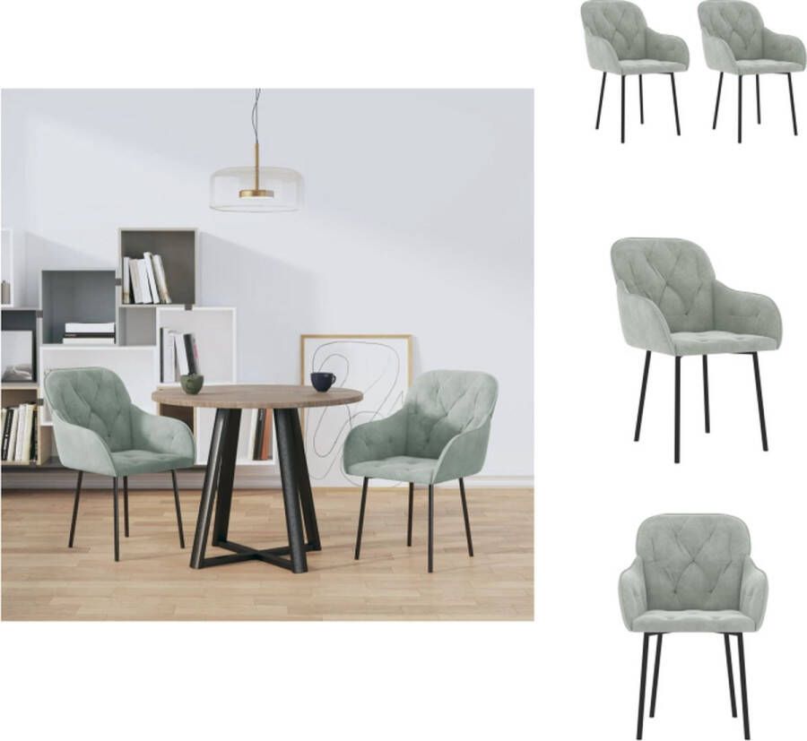 VidaXL Eetkamerstoel Eetkamerstoelen Eetstoel Stoel Eetkamerstoelen 2 st fluweel lichtgrijs - Foto 2