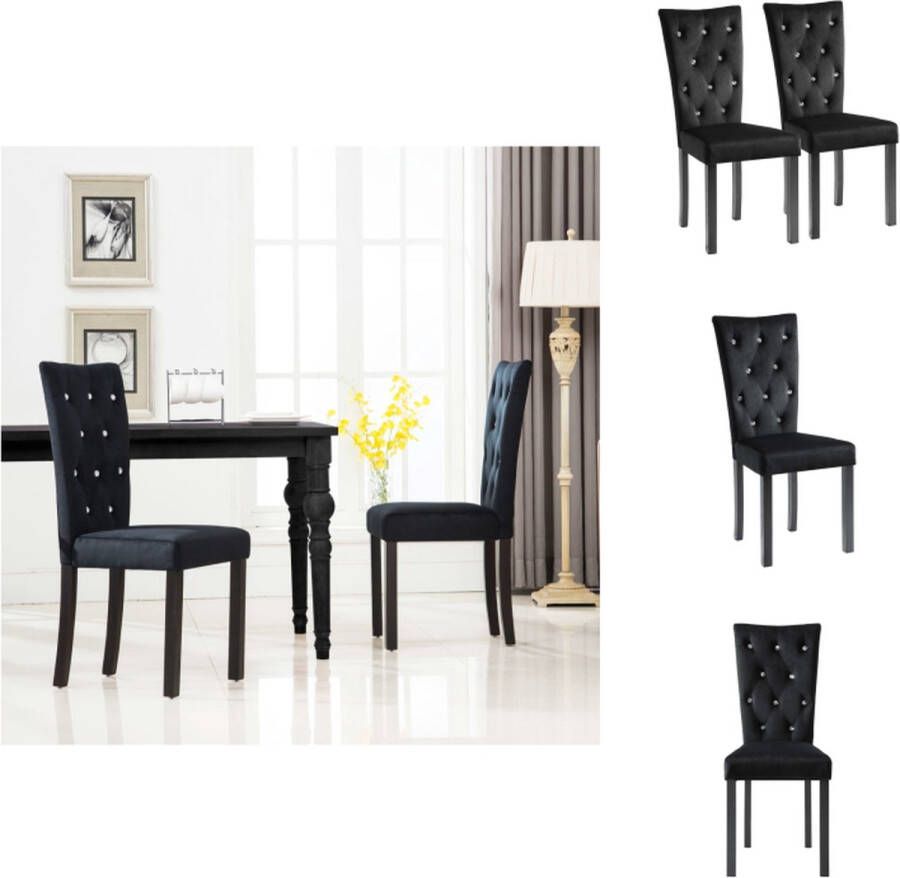 VidaXL Eetkamerstoel Eetkamerstoelen Bijzetstoel Bijzetstoelen Eetkamerstoelen 2 st fluweel zwart