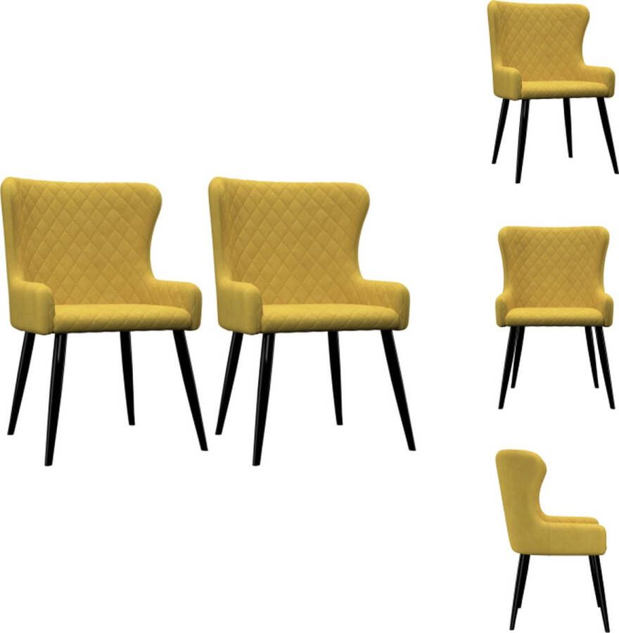 VidaXL Eetkamerstoelen Geel Fluweel 60 x 55 x 84 cm Set van 2 Eetkamerstoel