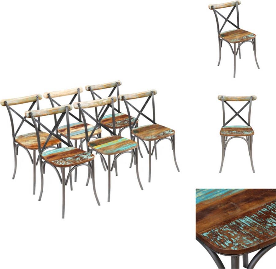 VidaXL Eetkamerstoel Eetkamerstoelen Keukenstoel Keukenstoelen Eetkamerstoelen 6 st massief gerecycled hout - Foto 2