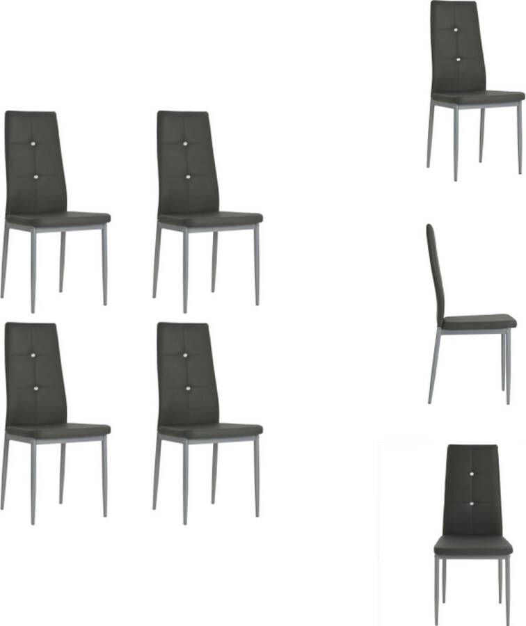 VidaXL Eetkamerstoelen Grijs 43 x 43.5 x 96 cm Kunstleer Eetkamerstoel