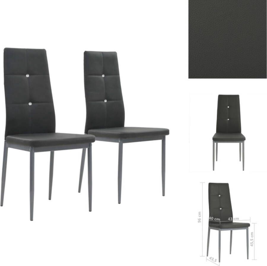 vidaXL Eetkamerstoelen Grijs 43 x 43.5 x 96 cm Kunstleer Houten frame Stalen poten Eetkamerstoel