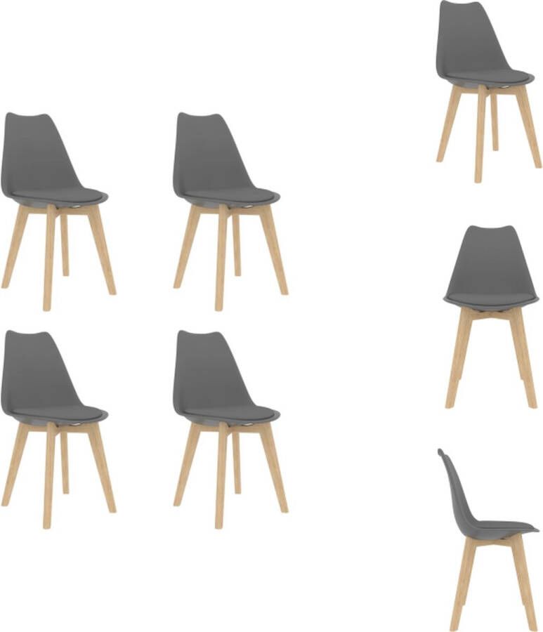 VidaXL Eetkamerstoel Eetkamerstoelen Bijzetstoel Bijzetstoelen Eetkamerstoelen 4 st kunststof grijs