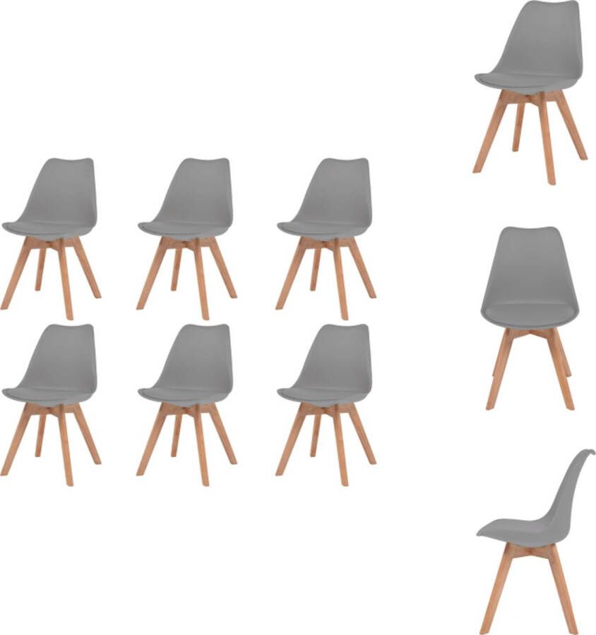 VidaXL Eetkamerstoel Eetkamerstoelen Bijzetstoel Bijzetstoelen Eetkamerstoelen 6 st kunststof grijs - Foto 3