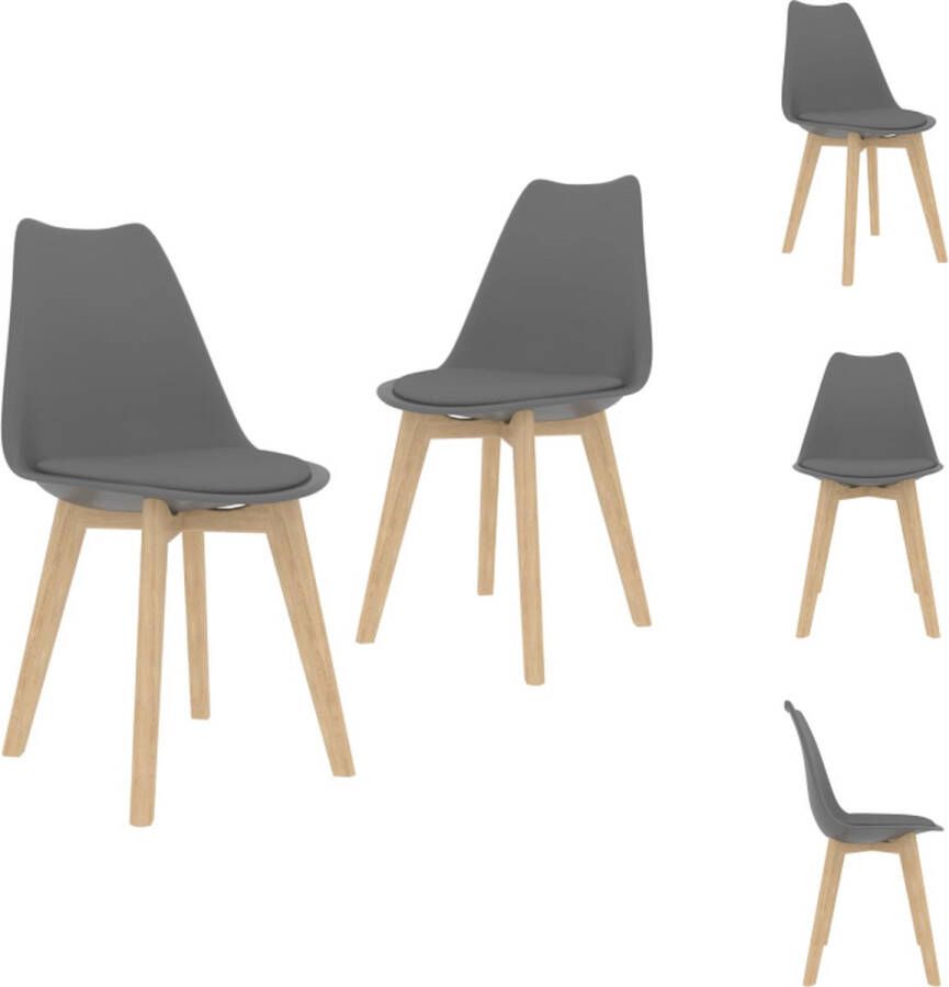 VidaXL Eetkamerstoel Eetkamerstoelen Bijzetstoel Bijzetstoelen Eetkamerstoelen 2 st kunststof grijs - Foto 2