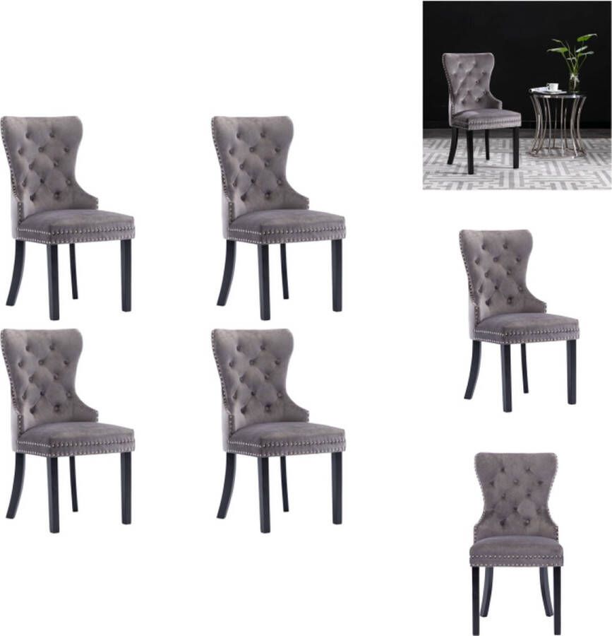 VidaXL Eetkamerstoel Eetkamerstoelen Keukenstoel Keukenstoelen Eetkamerstoelen 4 st fluweel grijs - Foto 2