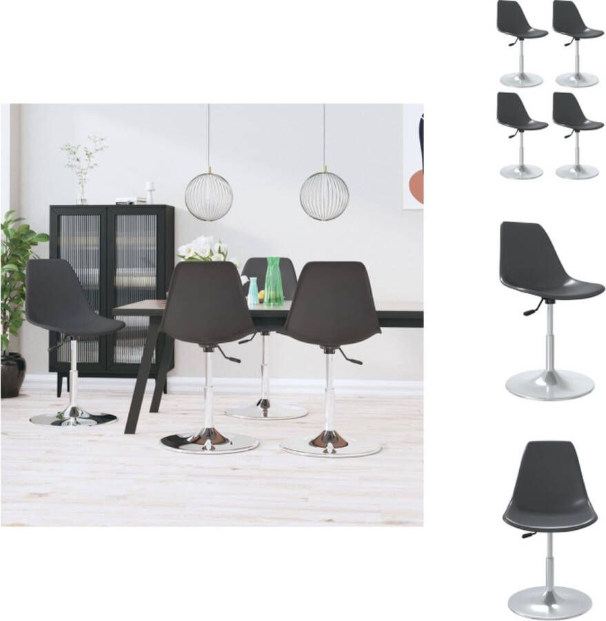 VidaXL Eetkamerstoel Eetkamerstoelen Draaistoel Draaibare Stoel Eetkamerstoelen draaibaar 4 st PP grijs - Foto 2