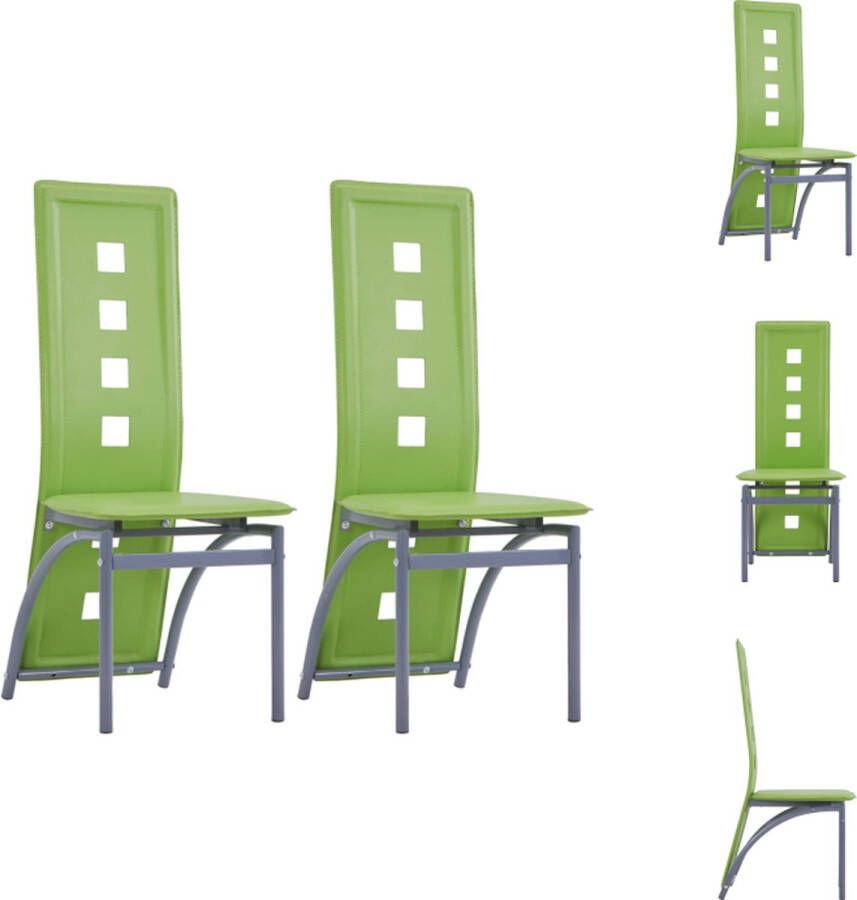 VidaXL Eetkamerstoelen Groen Kunstleer 43 x 55.5 x 108 cm Hoge Rugleuning Eetkamerstoel