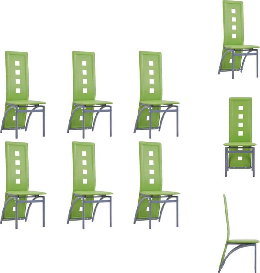 vidaXL Eetkamerstoelen Groen Kunstleer 43 x 55.5 x 108 cm Set van 6 Eetkamerstoel