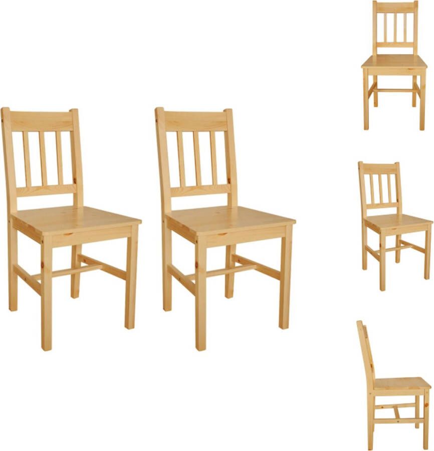 VidaXL Eetkamerstoel Eetkamerstoelen Houten Eetstoel Houten Eetstoelen Eetkamerstoelen 2 st grenenhout - Foto 2