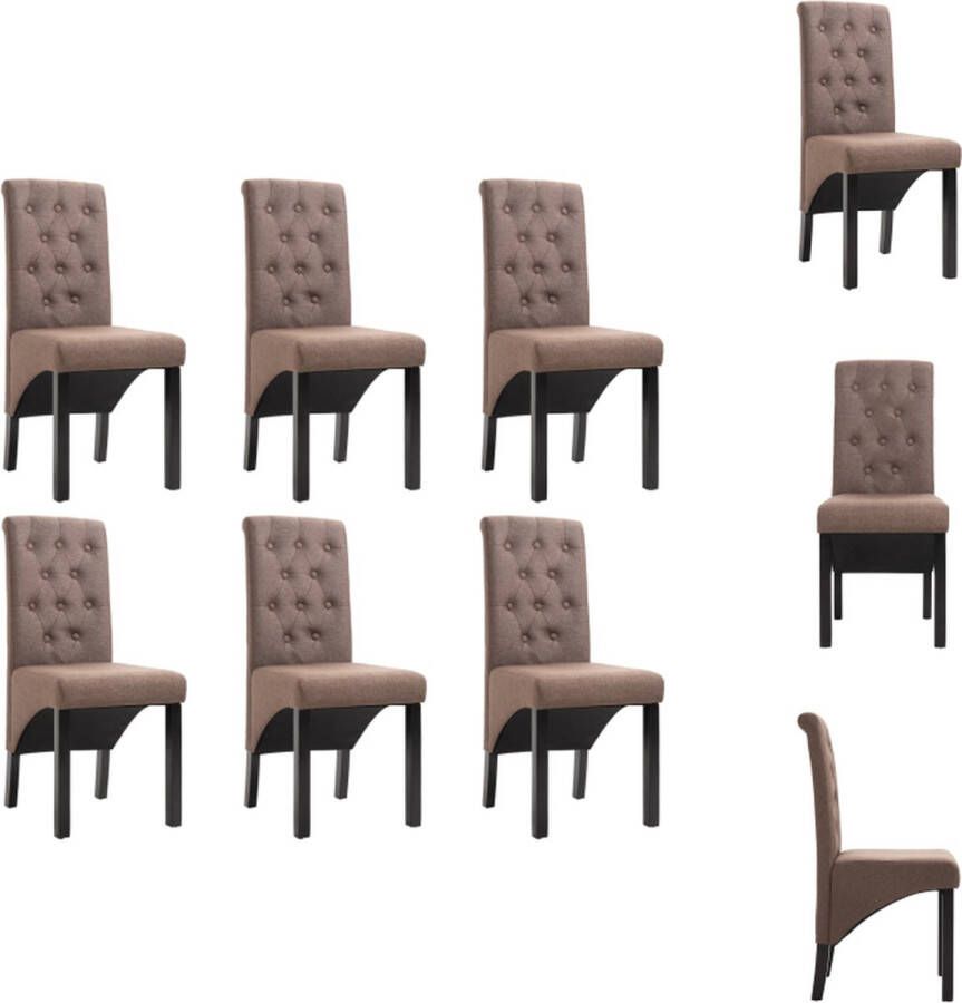 VidaXL Eetkamerstoel Eetkamerstoelen Eetkamer Stoel Eetkamer Stoelen Eetkamerstoelen 6 st stof bruin