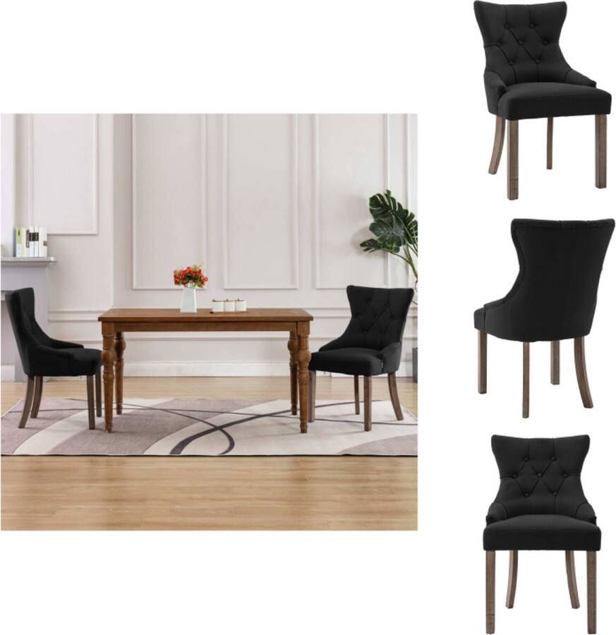 VidaXL Eetkamerstoel Eetkamerstoelen Dinerstoel Dinerstoelen Eetkamerstoelen 2 st stof zwart