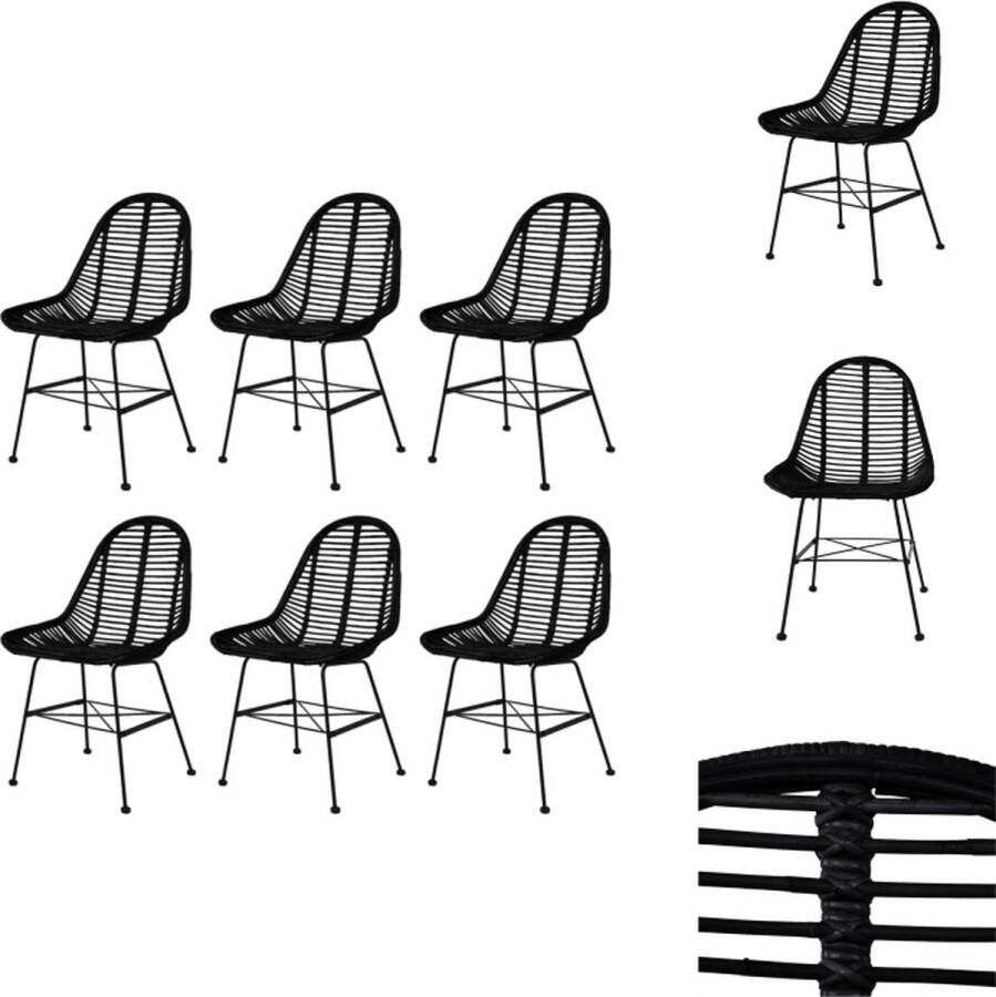 VidaXL Eetkamerstoelen Koloniale Stijl 49 x 56 x 84 cm Ergonomisch ontwerp Natuurlijke rattan zitting Smeedijzeren poten Eetkamerstoel