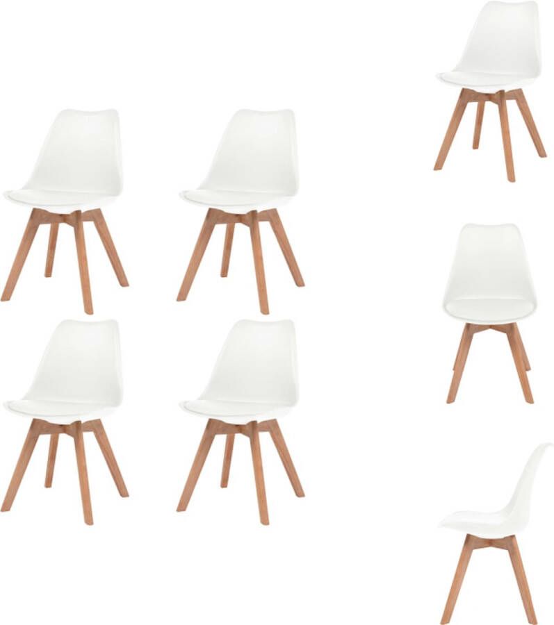 VidaXL Eetkamerstoel Eetkamerstoelen Bijzetstoel Bijzetstoelen Eetkamerstoelen 4 st kunststof wit