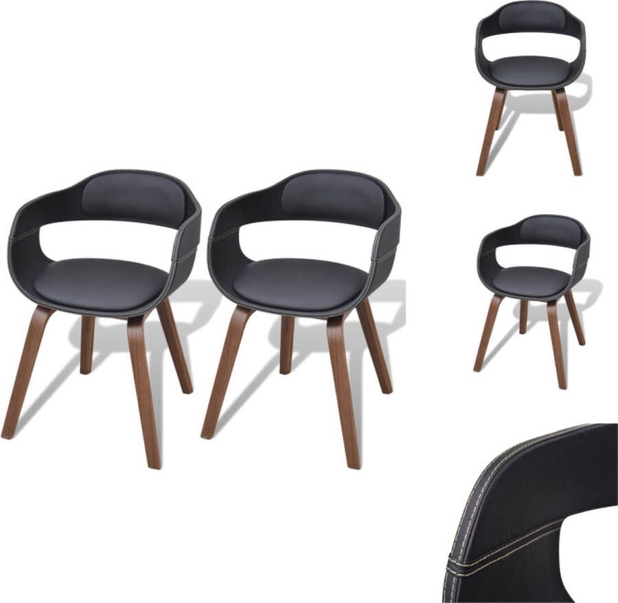 VidaXL Eetkamerstoel Eetkamerstoelen Keukenstoelen Keukenstoel Eetkamerstoelen 2 st gebogen hout en kunstleer