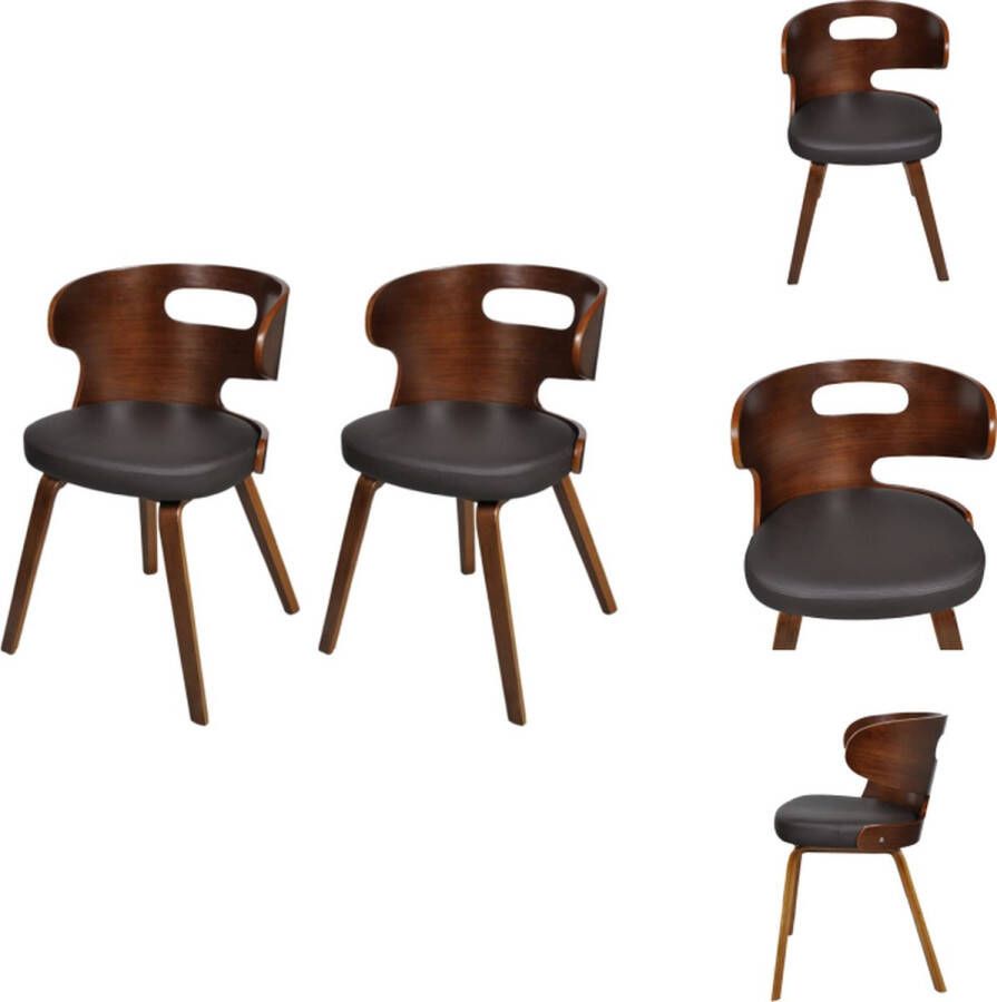 VidaXL Eetkamerstoel Eetkamerstoelen Keukenstoelen Keukenstoel Eetkamerstoelen 2 st kunstleer bruin - Foto 2