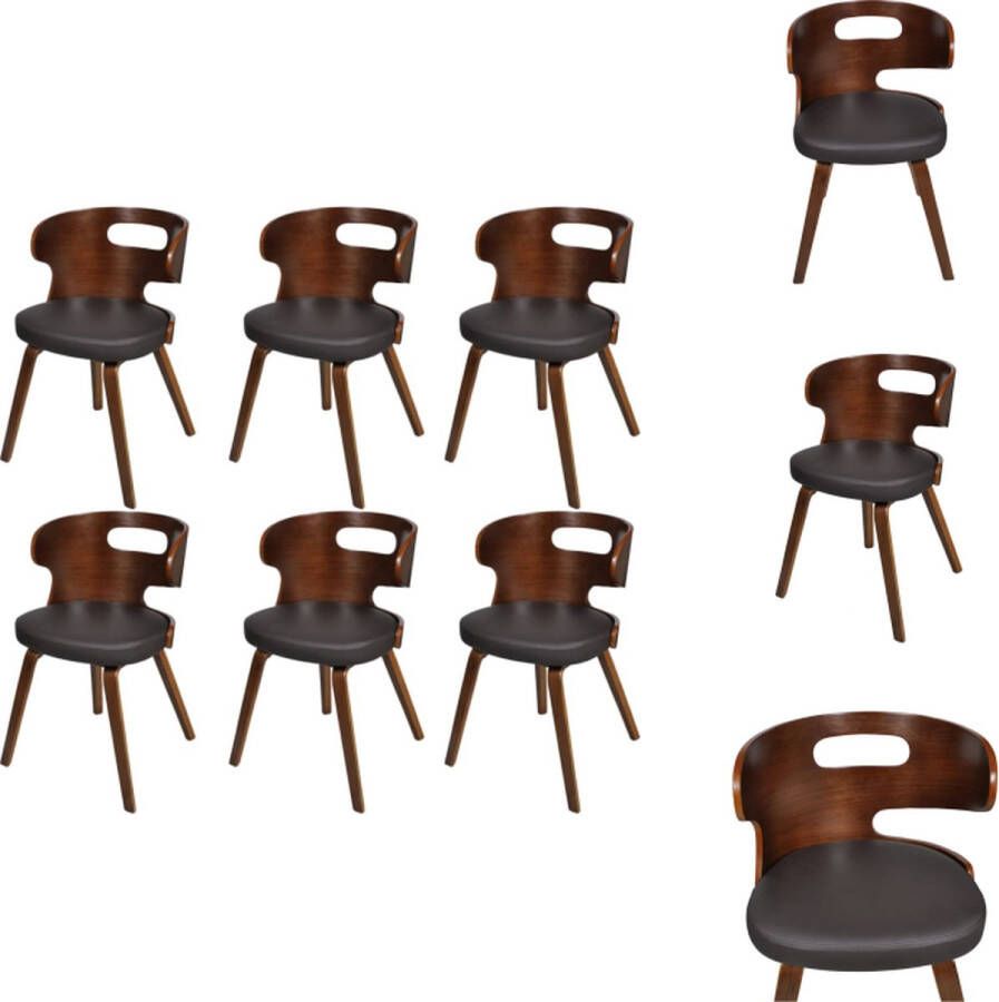 VidaXL Eetkamerstoel Eetkamerstoelen Keukenstoelen Keukenstoel Eetkamerstoelen 6 st kunstleer bruin - Foto 2