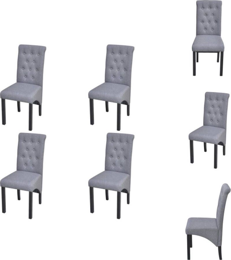 VidaXL Eetkamerstoel Eetkamerstoelen Eetkamer Stoel Eetkamer Stoelen Eetkamerstoelen 4 st stof lichtgrijs - Foto 2