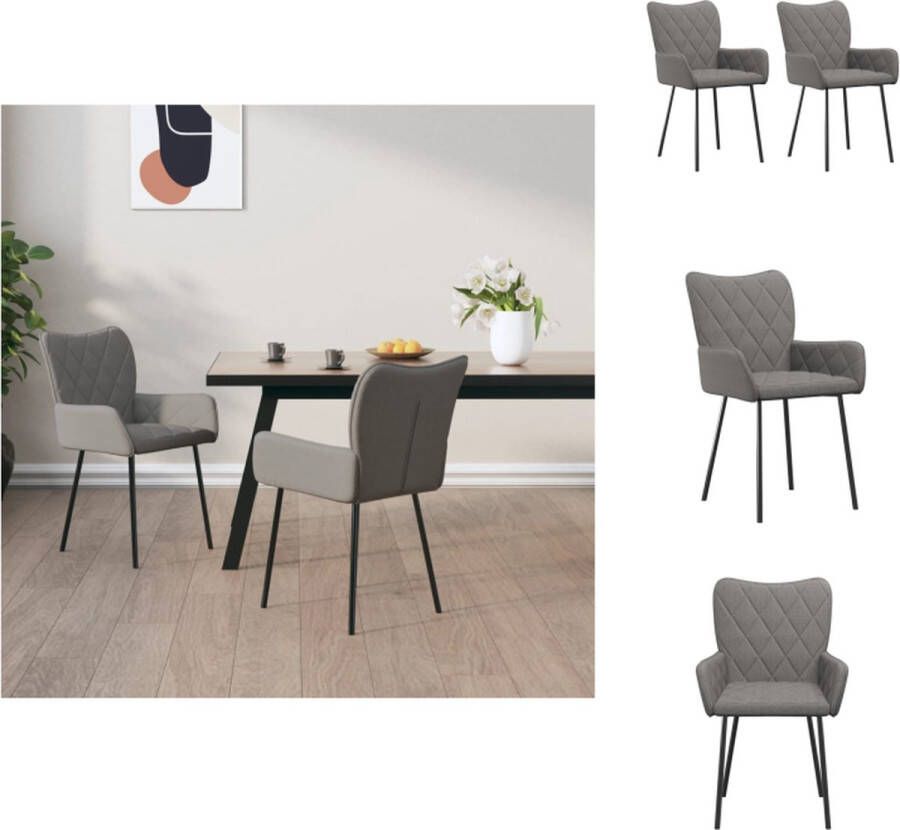 VidaXL Eetkamerstoel Eetkamerstoelen Eetstoel Stoel Eetkamerstoelen 2 st stof lichtgrijs
