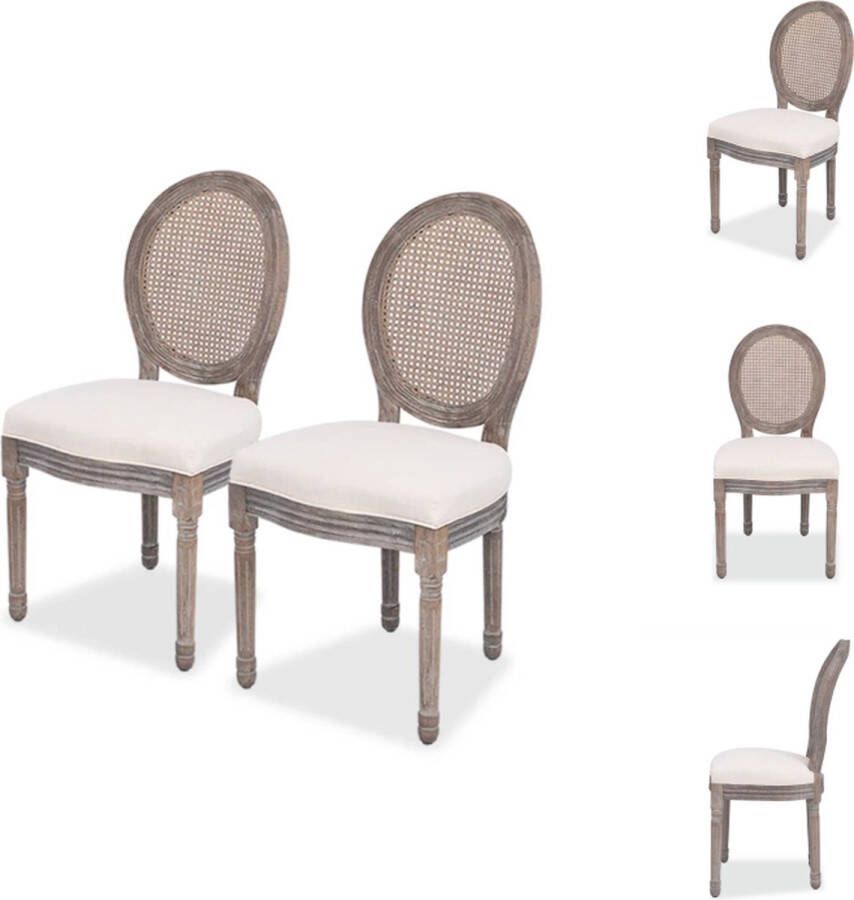 VidaXL Eetkamerstoel Eetkamerstoelen Keukenstoelen Keukenstoel Eetkamerstoelen 2 st stof crèmekleurig