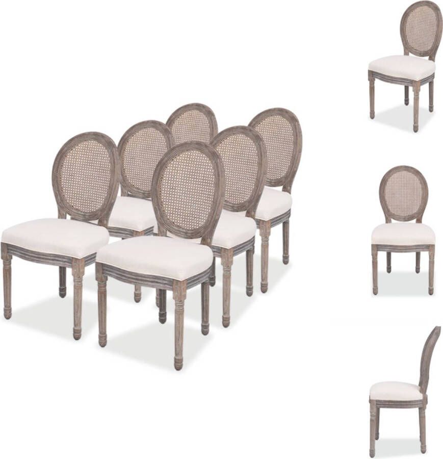 VidaXL Eetkamerstoel Eetkamerstoelen Keukenstoelen Keukenstoel Eetkamerstoelen 6 st stof crèmekleurig