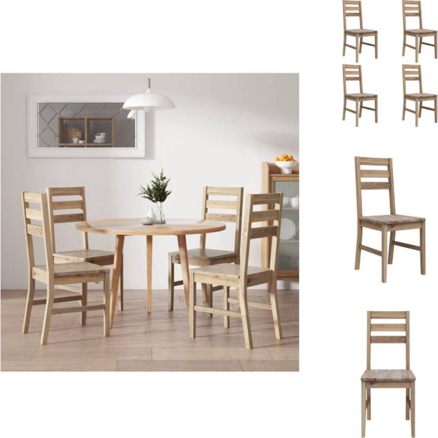 VidaXL Eetkamerstoel Eetkamerstoelen Diner Stoel Diner Stoelen Eetkamerstoelen 4 st massief acaciahout