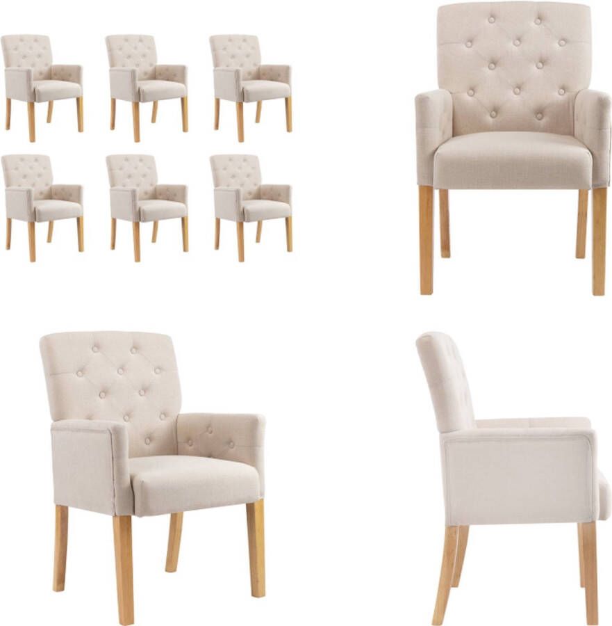 VidaXL Eetkamerstoelen met armleuningen 6 st stof beige Eetkamerstoel Eetkamerstoelen Dinerstoel Dinerstoelen