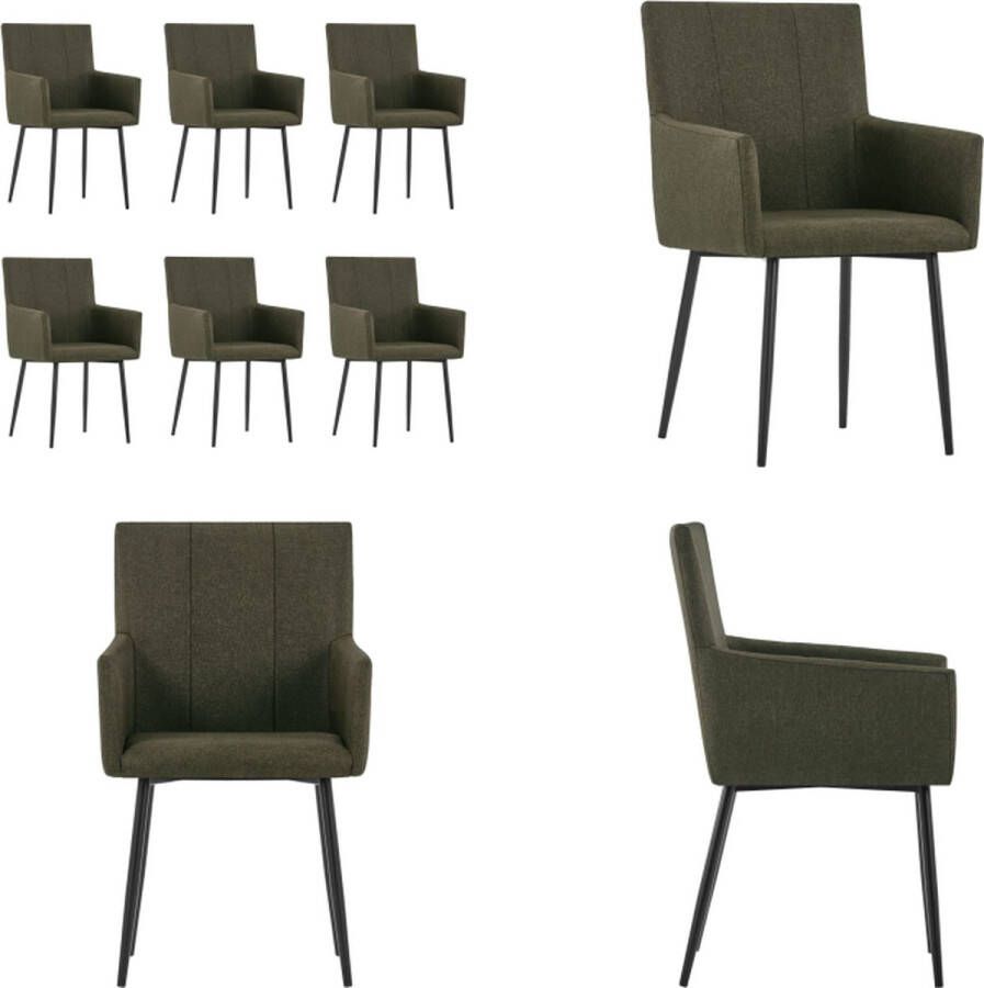 VidaXL Eetkamerstoelen met armleuningen 6 st stof bruin Eetkamerstoel Eetkamerstoelen Keukenstoelen Keukenstoel