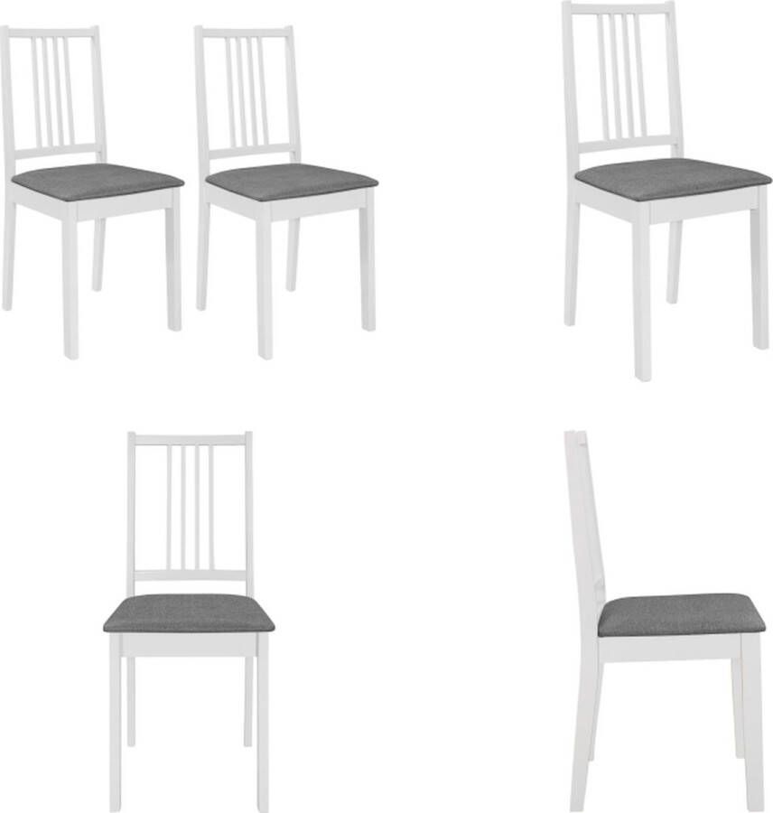 VidaXL Eetkamerstoelen met kussens 2 st massief hout wit Eetkamerstoel Eetkamerstoelen Eetstoel Eetstoelen