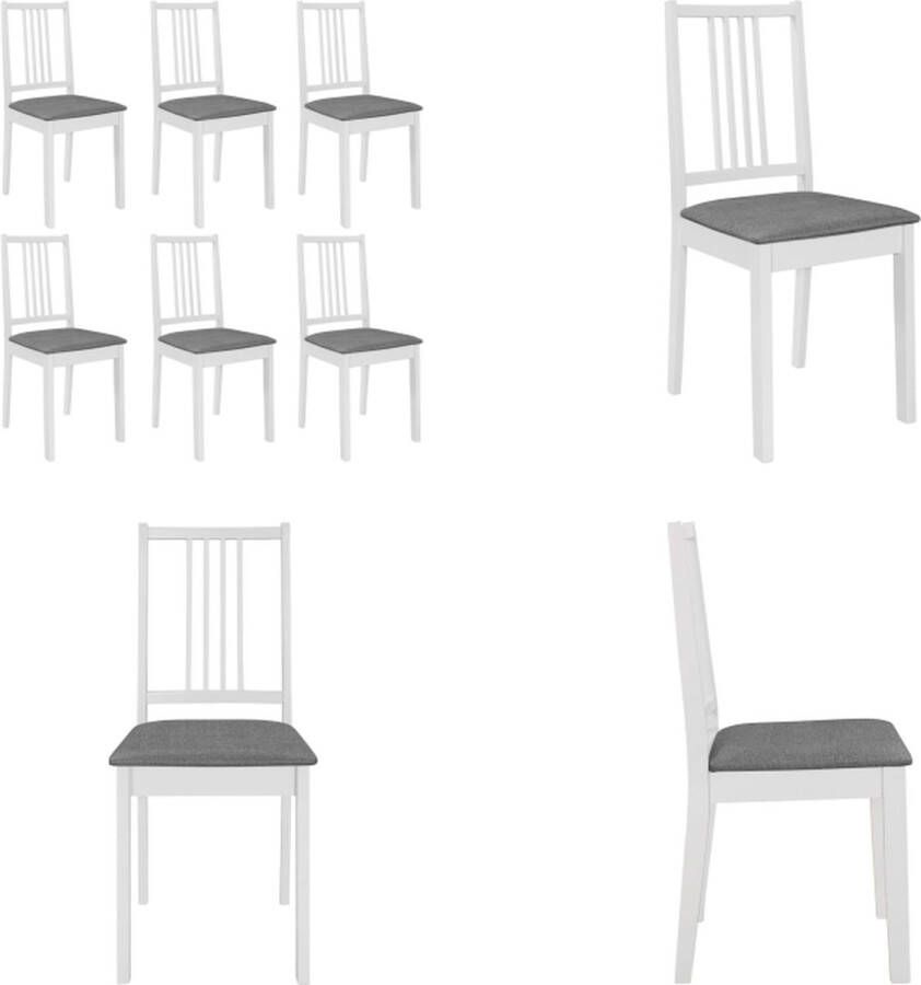 VidaXL Eetkamerstoelen met kussens 6 st massief hout wit Eetkamerstoel Eetkamerstoelen Eetstoel Eetstoelen