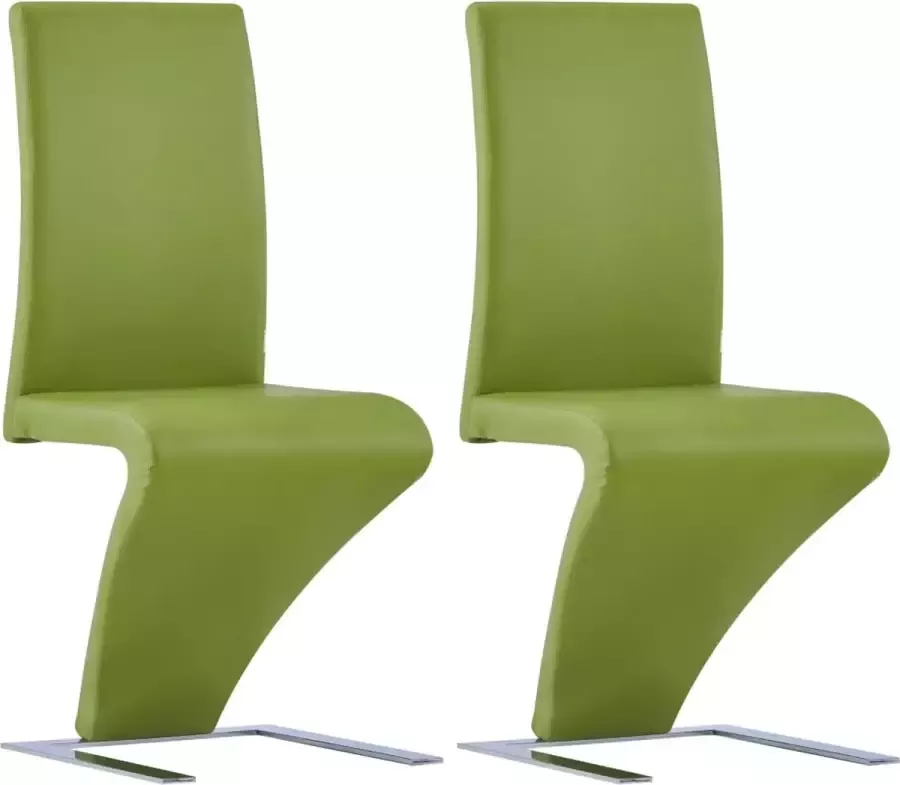 VIDAXL Eetkamerstoelen met zigzag-vorm 2 st kunstleer groen - Foto 2