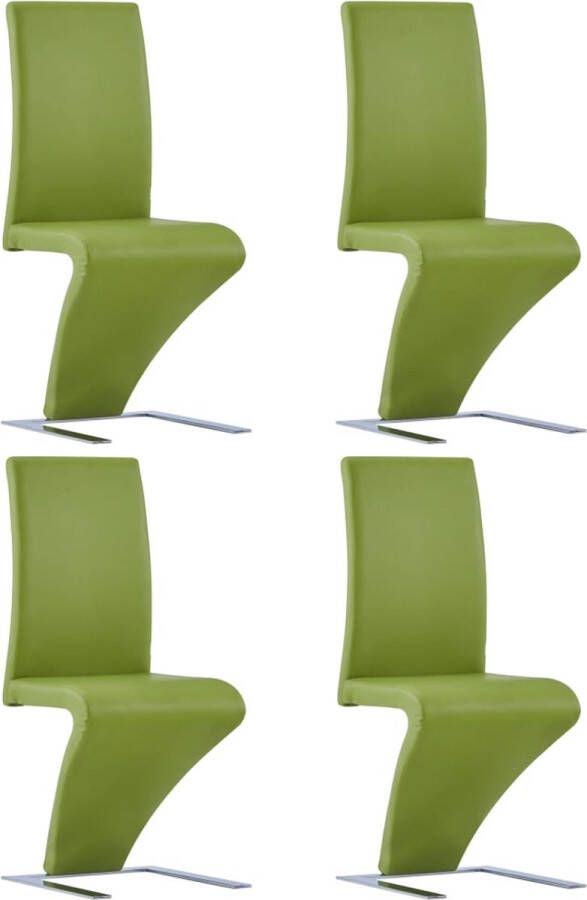 VidaXL -Eetkamerstoelen-met-zigzag-vorm-4-st-kunstleer-groen