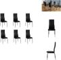 VidaXL Eetkamerstoelen Modern Set van 6 Ergonomisch ontwerp Robuuste constructie Chroom poten Zwart 43 x 54 x 100 cm Eetkamerstoel - Thumbnail 2