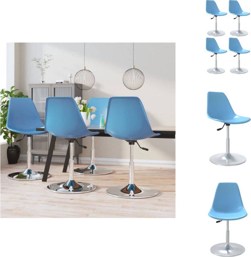 VidaXL Eetkamerstoelen Draaibaar Set van 4 Blauw Eetkamerstoelen Draaibare Stoel Kunststoffen Meubels Blauwe Stoel Comfortabele Stoel - Foto 4